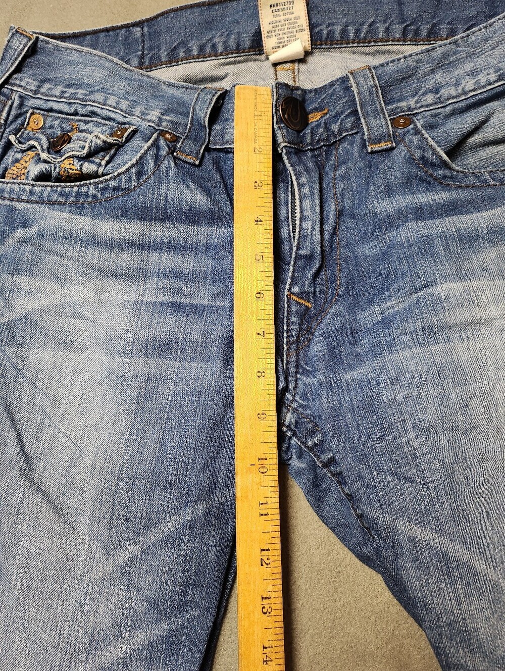 True religion jeans made in USA Straight leg 100% cotton Sz 34 - Hemmed - Picture 12 of 14